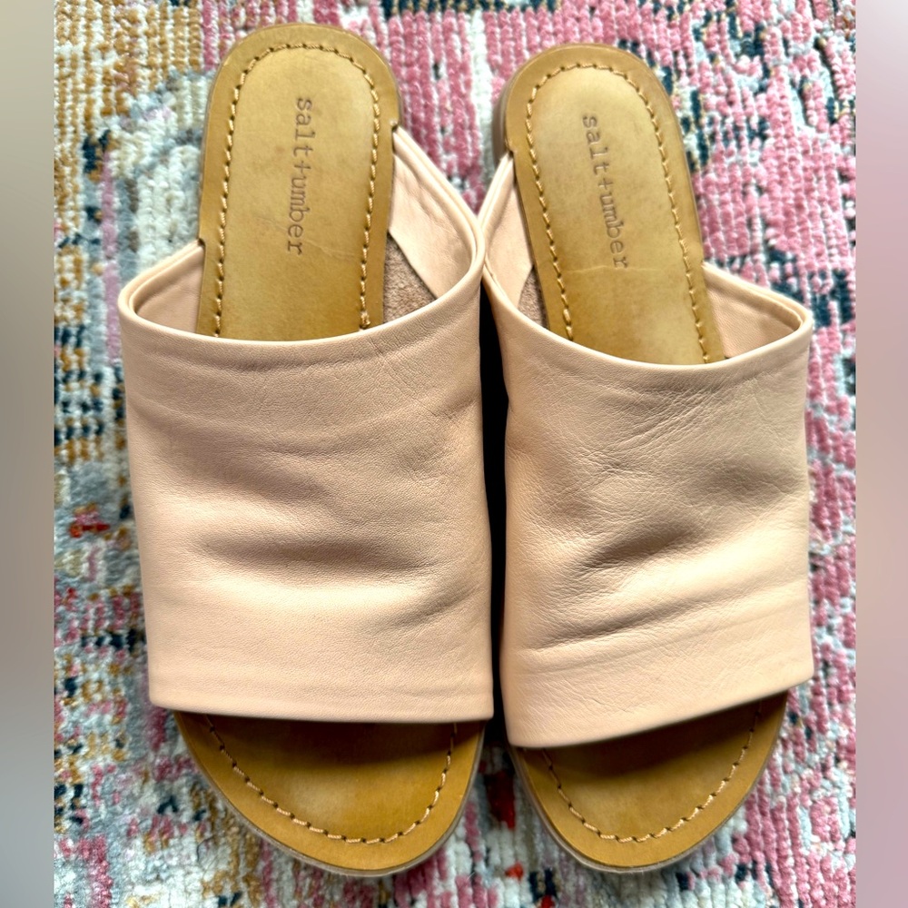Salt + Umber leather slides Petal Pink Sz. 7